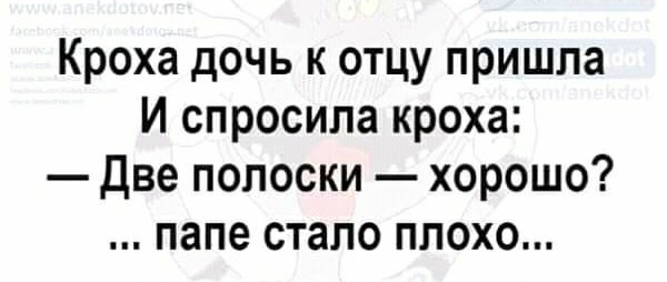 Кроха дочь к отцу пришла И спросила кроха две полоски хорошо папе стало плохо