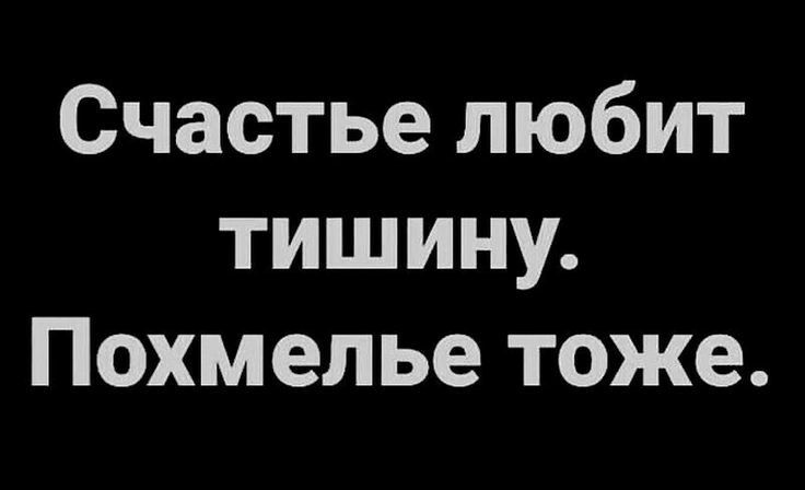 Счастье любит тишину Похмелье тоже