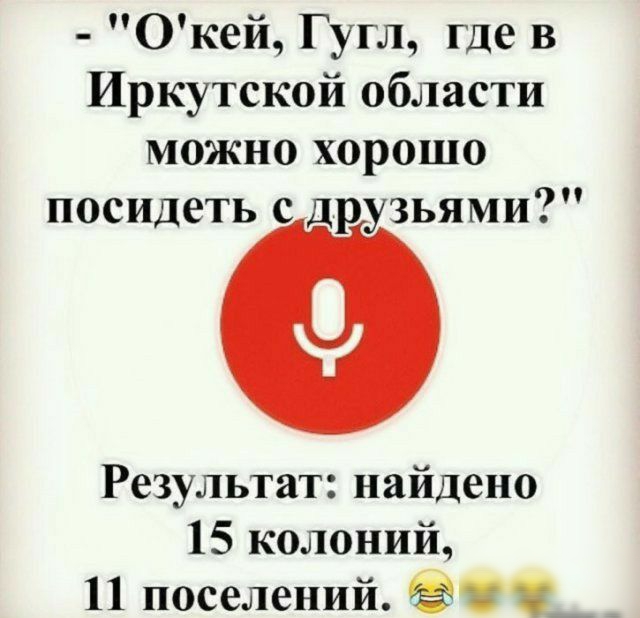 Окей Гугл где в Иркутской области можно хорошо посидеть с друзьями Результат найдено 15 колоний 11 поселений