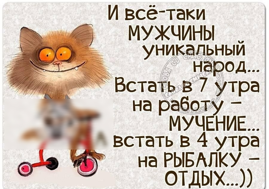 И всё таки МУЖЧИНЫ уникальный народ _ Встать в 7 утра на работу МУЧЕНИЕ встать в 4 утра на РЫБАЛКУ отдых