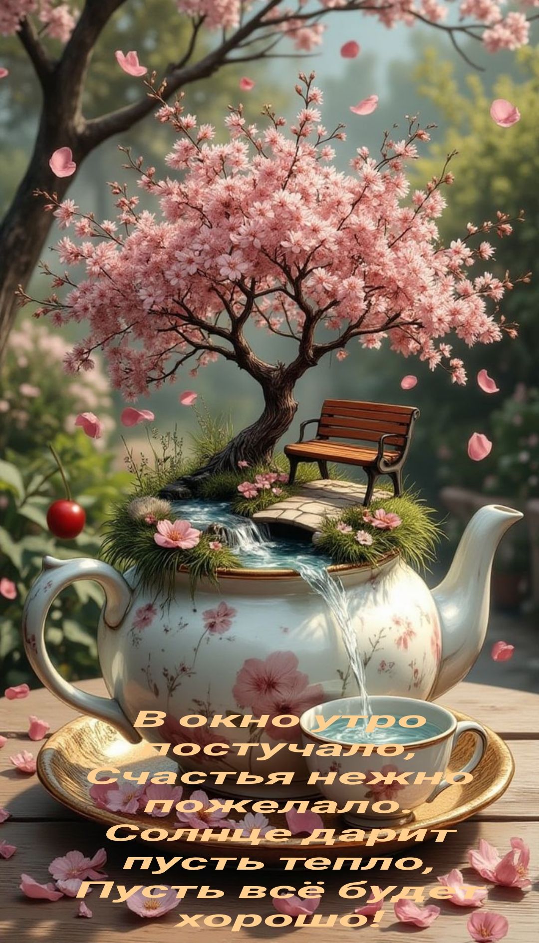 В окно утро постучало, Счастья нежно пожелало. Солнце дарит пусть тепло, Пусть всё будет хорошо!