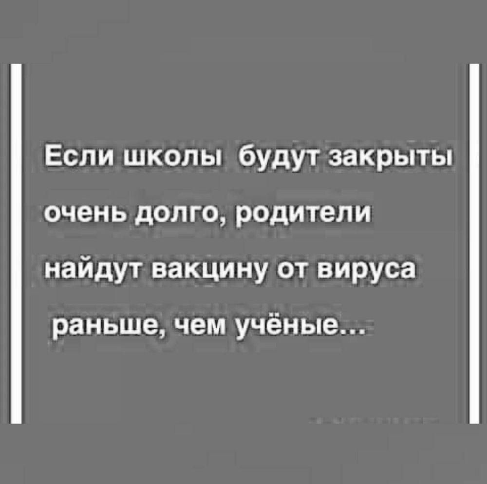 Если школы будут закрыты очень долго родители найдут вакцину от вируса раньше чем учёные