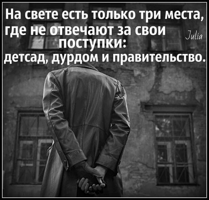 На свете ЕСТЬ ТОЛЬКО три места где не отвечают за свои поступки детсад дурдом и правительство в к 3