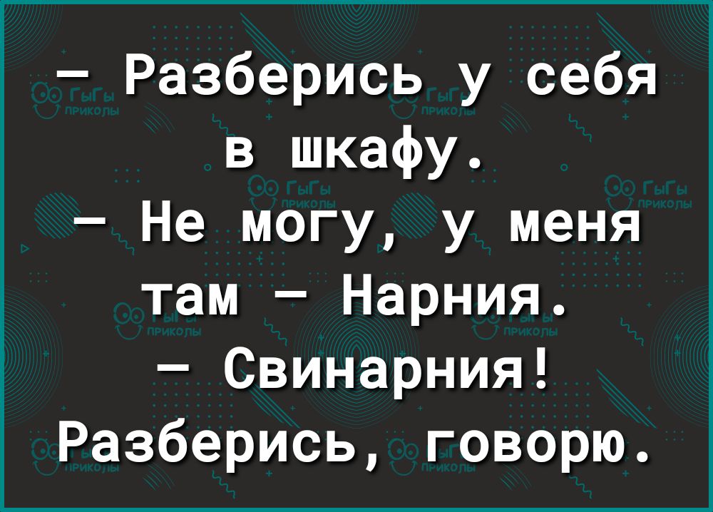 Разберись у себя в шкафу Не могу у меня там Нарния Свинарния Разберись говорю