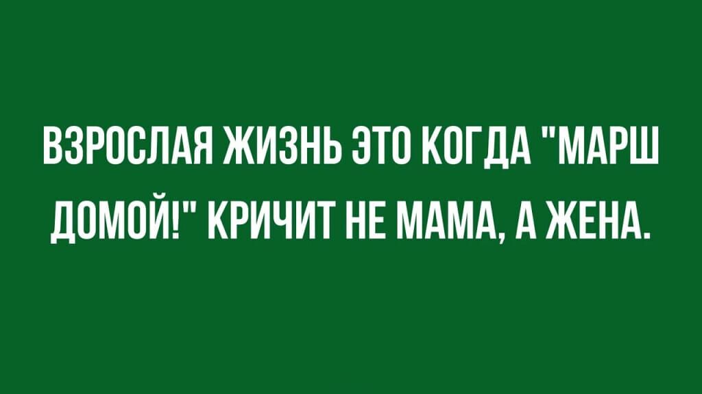 ВЗРОСЛАЯ ЖИЗНЬ ЭТО КОГДА МАРШ ДОМОЙ КРИЧИТ НЕ МАМА А ЖЕНА