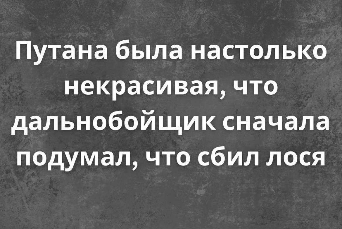 Путана была настолько некрасивая что дальнобойщик сначала подумал что сбил лося