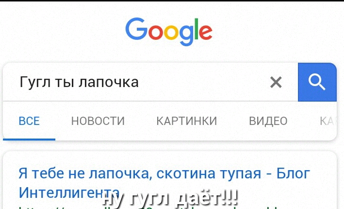 6009е Гугл ты лапочка и ВСЕ НОВОСТИ КАРТИНКИ ВИДЕО Р Я Тебе не ЛЭПОЧКЭ СКОТИНЗ тупая _ БЛОГ Интетигент гугл тайги