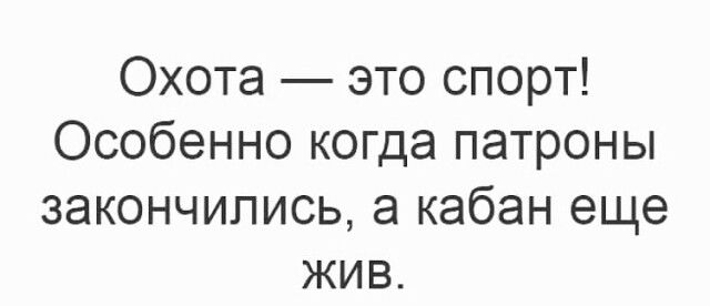 Охота это спорт Особенно когда патроны закончились а кабан еще жив