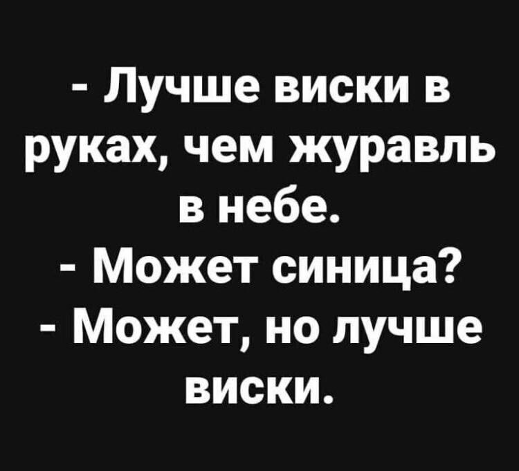 Лучше виски в руках чем журавль в небе Может синица Может но лучше виски