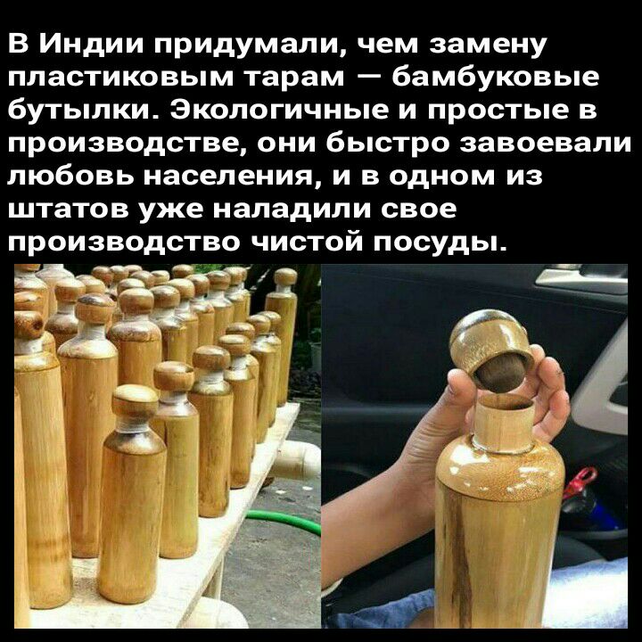 В Индии придумали чем замену пластиковым тарам бамбуковые бутылки Экологичные и простые в производстве они быстро завоевали любовь населения и в одном из штатов уже наладили свое производство чистой посуды