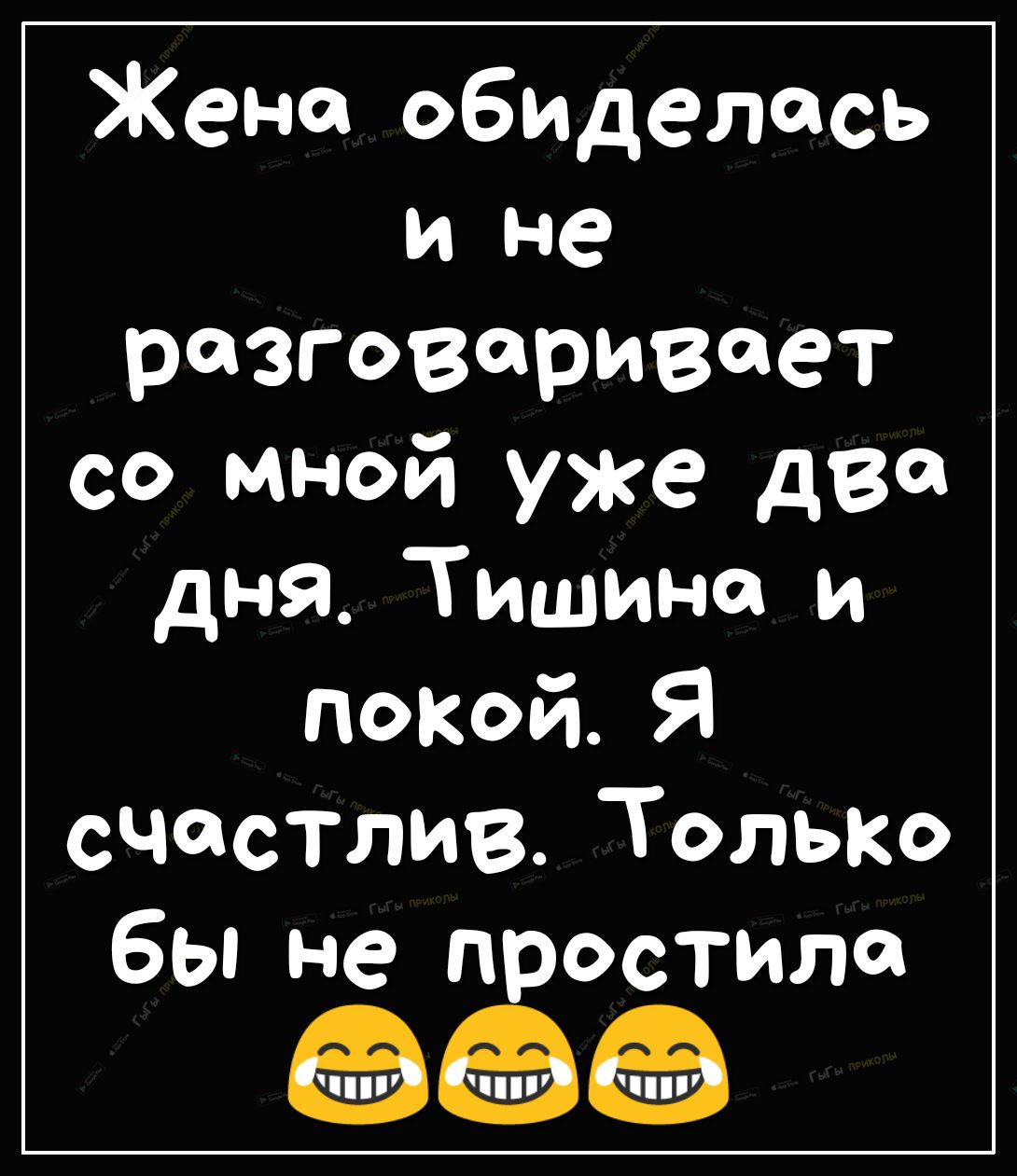 Жена обиделась и не разговаривает со мной уже два дня Тишина и покой Я счастлив Талыш бы не простила