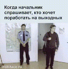Когда начальник спрашивает кто хочет поработать на выходных