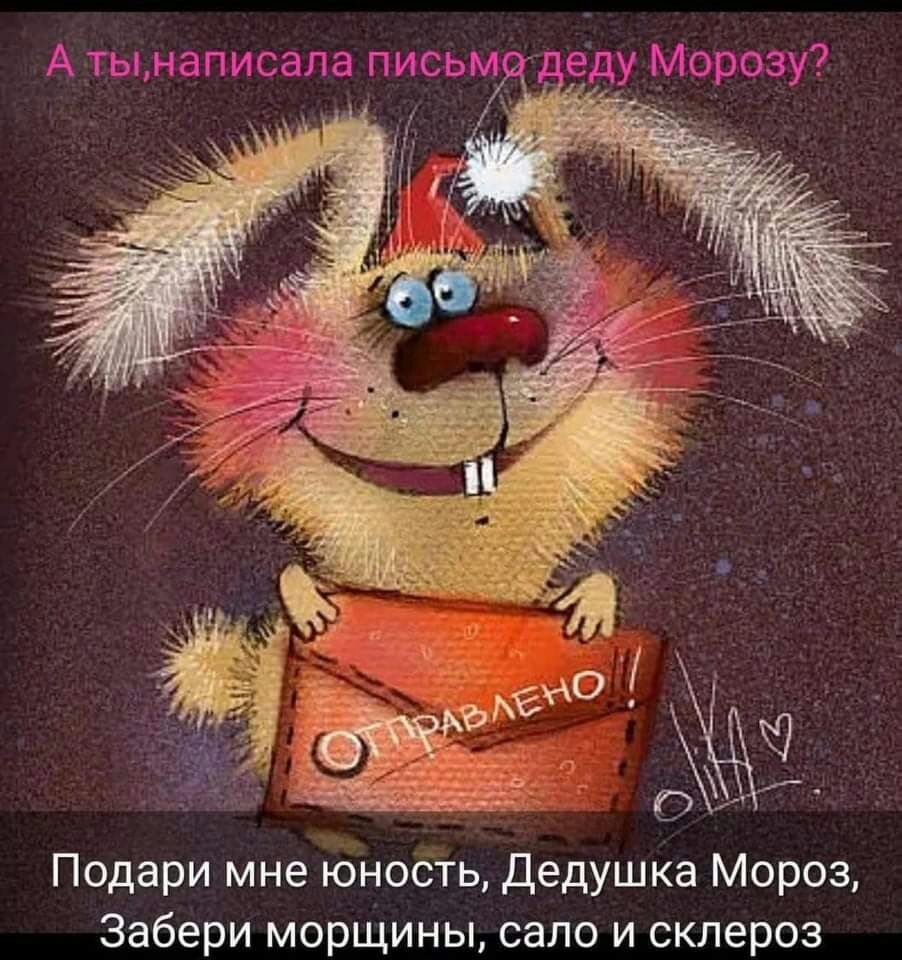 А тььнаписала письт еду Морозу Подари мне юность Дедушка Мороз Забери морщины сало и склероз