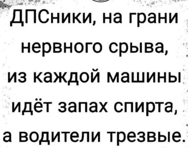 с ЬДПСники на грани нервного срыва из каждой машины идёт запах спирта а водители трезвые