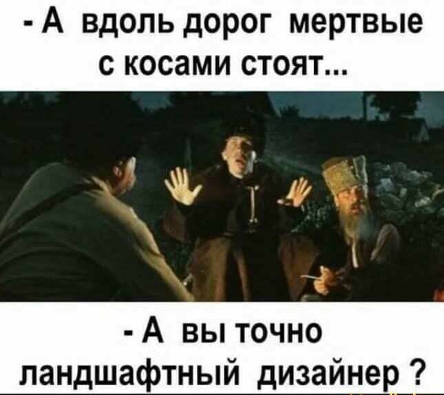А вдоль дорог мертвые С КОСЗМИ СТОЯТ __ А вы точно ландшафтный дизайнер
