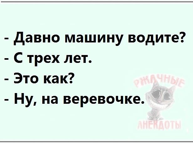 давно машину водите С трех лет Это как Ну на веревочке