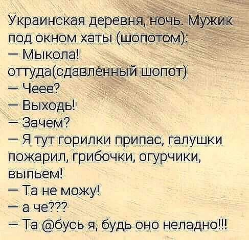 Украинская деревня под окном хаты шогютом Мыкола оттуда ода вііён ___ Чеее Выходы Зачем Я тут горипки припас галушки пожарип грибочки огурчики выпьем Та не можу а че Та бусь я будь оно неладно и шопот