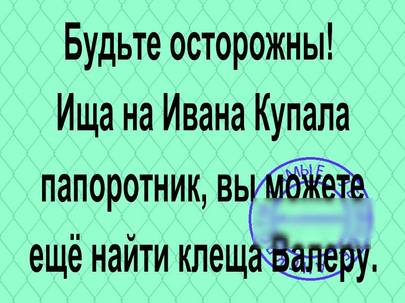 Будьте осторожны Ища на Ивана Купала папоротник вь ещё найти клещ