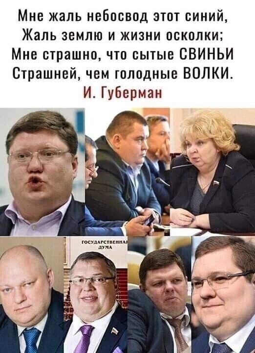 Мне жаль небосвод этот синий Жаль землю и жизни осколки Мне страшно что сытые СВИНЬИ Страшней чем юлодные ВОЛКИ И Губерман