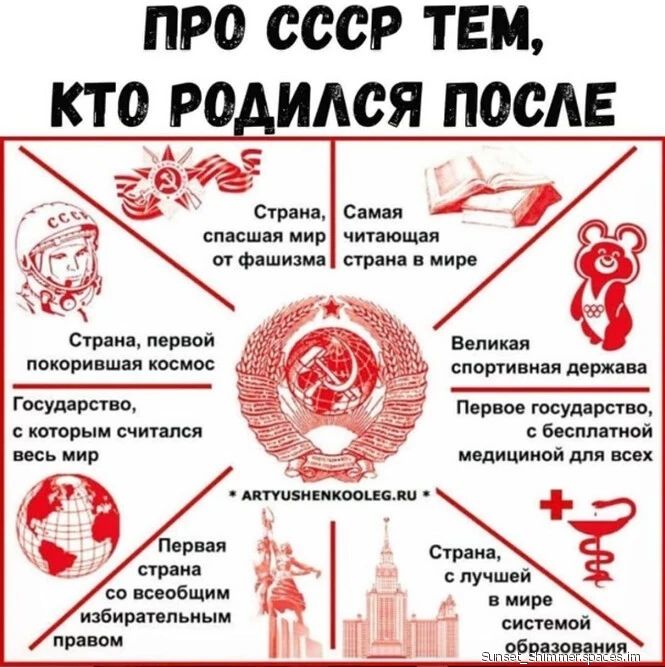 ПР0 СССР ТЕМ КТ 0 РО ИАСЯ ПОСЛЕ Страна первой Великая покорившая КОСМОС СПОРТИВИЁЯ держава Государство Первое государство с которым считался бесплатной весь мир медициной для всех Первая Р с лучшей со всеобщим _ в мире избирательным _ системой правом