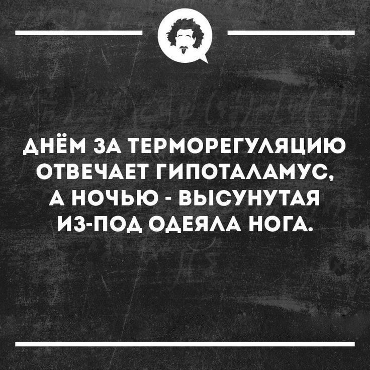 _Ф АНЁМ ЗА ТЕРМОРЕГУАЯЦИЮ ОТВЕЧАЕТ ГИПОТАААМУС А НОЧЬЮ ВЫСУНУТАЯ ИЗ ПОА ОАЕЯАА НОГА