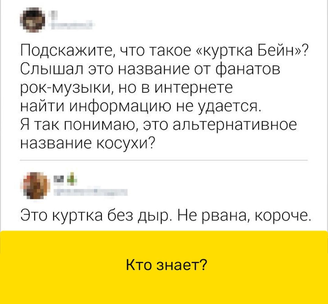 Подскажите что такое куртка Бейн Слышал это название от фанатов рОКМУЗЫКИ НО В интернете найти информацию не удается Я ТЭК ПОНИМЭЮ ЭТО ЭПЬТЭРНЭТИВНОЕ название косухи Это куртка без дыр Не рвана короче Кто знает