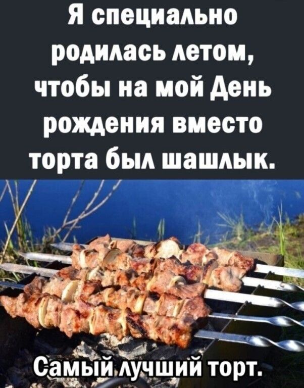 я специально родилась летом чтобы на мой день рождения вместо торта был шашлык Г