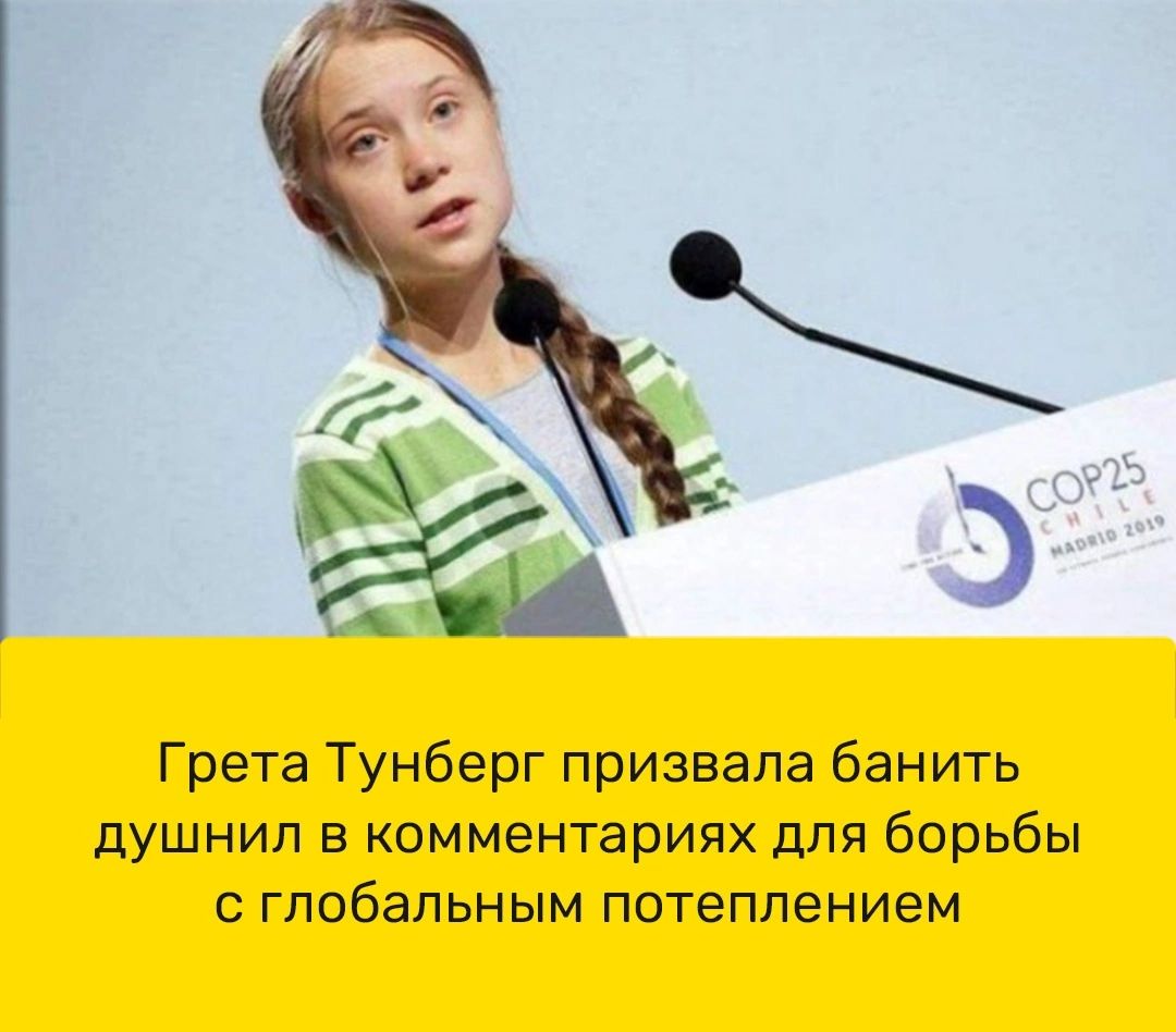 Грета Тунберг призвала банить душнип в комментариях для борьбы с глобальным потеплением