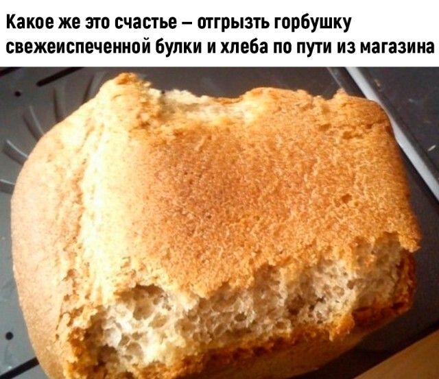 Каков же это счастье пггрьшь гпрбушку снежеиспечеиивй булки и хлеба на пути из магазина