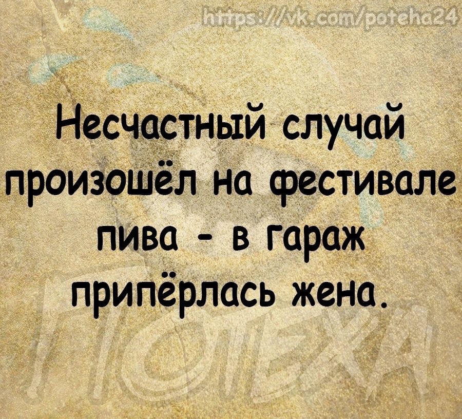 Несчартный случай произоШёл на фестивале пива в гараж припёрлась жена