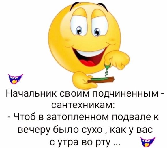 Начальник СВОИМ ПОДЧИНеННЫМ СдНТЕХНИКаМ Чтоб в затопленном подвале к вечеру было сухо как у вас с утра во рту и