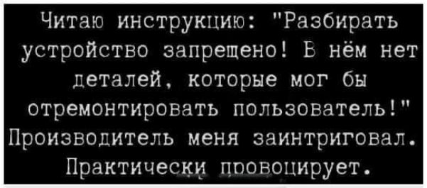 Читаю инструкцию Разбирать устройство запрещено Е нём нет деталей которые мог бы отремонтировать пользователь Производитель меня заинтриговал Практически провоцирует