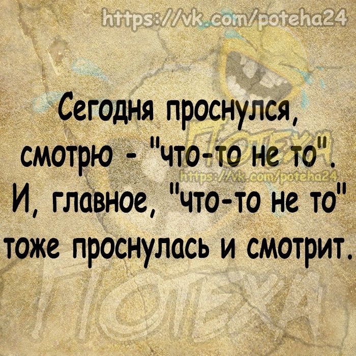 Сегодня проснулся смотрю что то не _то __ И главное что то не то тоже проснулась и смотрит