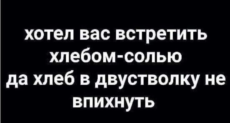 хотел вас встретить хлебом солью да хлеб в двустволку не впихнуть