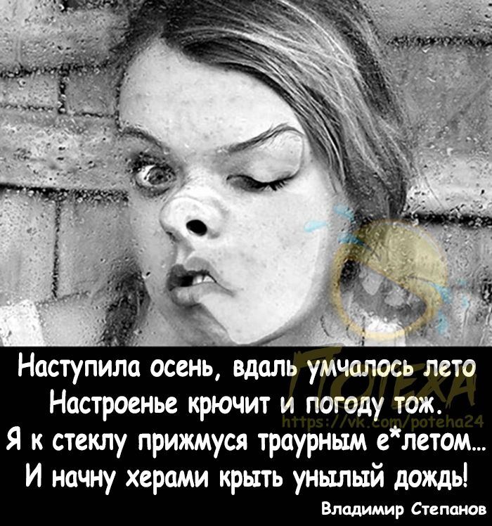 Наступила осень вдаль умчалось лето Настроенье крючит и погоду тож Я к стеклу прижмуся траурным летом И начну херами крыть унылый дамы Владимир Симис