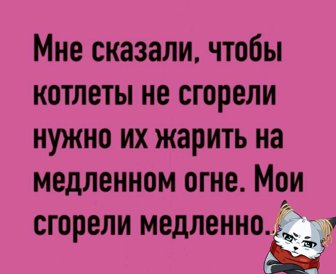 Мне сказали чтобы котлеты не сгорели нужно их жарить на медленном огне Мои СГОРЕЛИ медленно 5