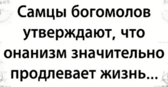 Самцы богомолов утверждают что онанизм значительно продлевает жизнь