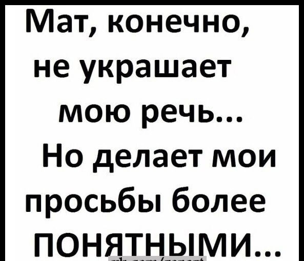 Мат конечно не украшает мою речь Но делает мои просьбы более понятными т сош тип