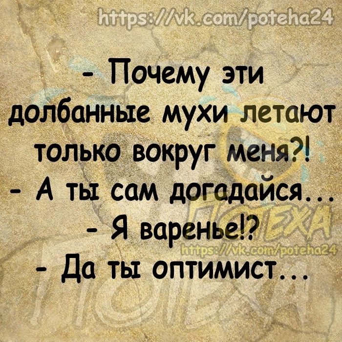 Почему эти хдолбанные мухи летают только вокруг меня А ты сам догадайся Я варенье Ц Да ты оптимист 4 и