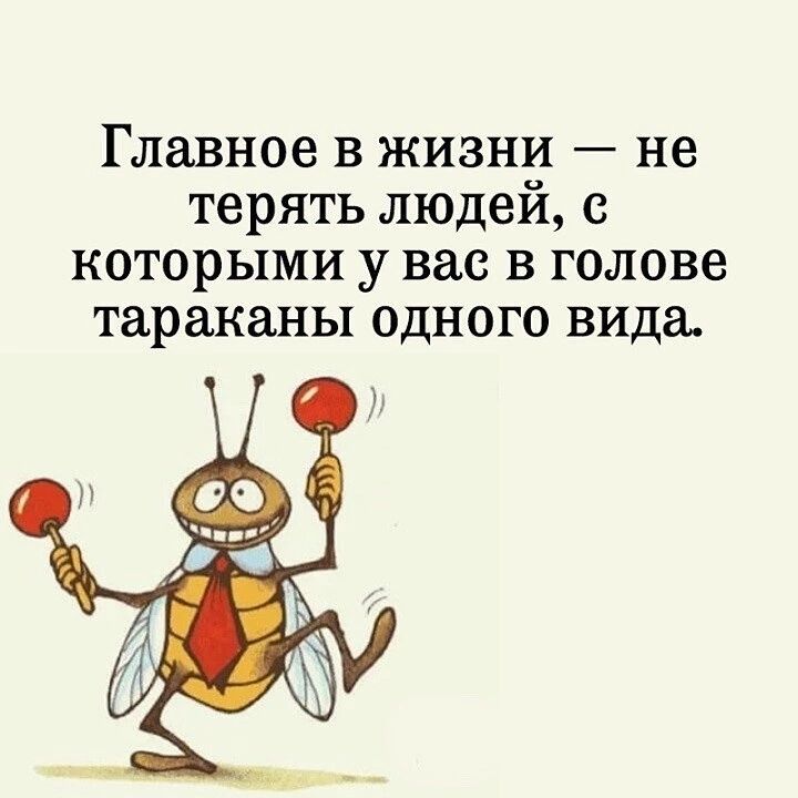 Главное в жизни не терять людей с которыми у вас в голове тараканы одного вида