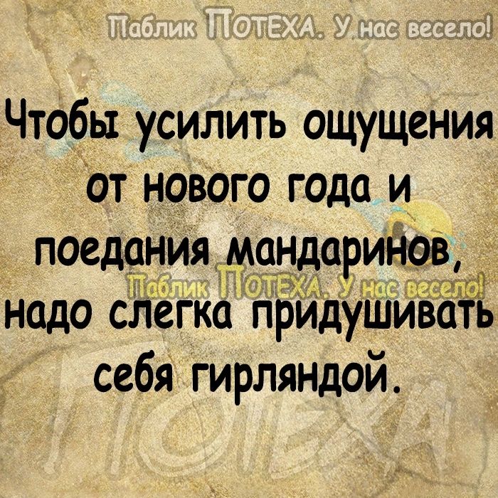 1 Чтобы усилить ощущения От нового года и поедаНИя мандаринов надо слегксіЪридУшивать себя гирляндой