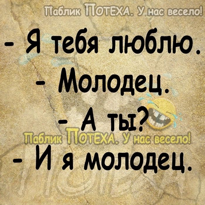 Я тебя люблю Молодец А ты ш И зі Молодец