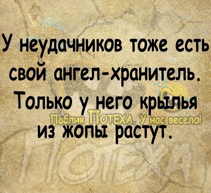 У неудачников тоже есть свой ангел хранитель _ Только у него крылья _ И из жопы растут МШ