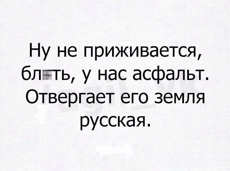 Ну не приживается блть у нас асфальт Отвергает его земля русская