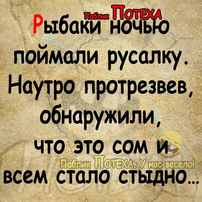 Рыбатдзжто поймали русалку Наутро протрезвев обнаружили что_ _эт9 _сом ГА всем стало стыдно