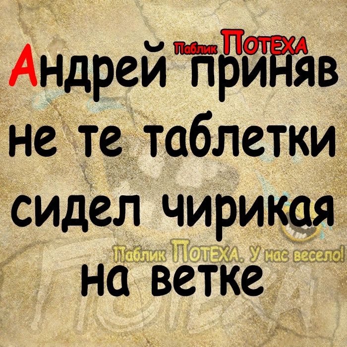 чин Андреи прйтів не те таблетки сидел чирикая ддт на ветке