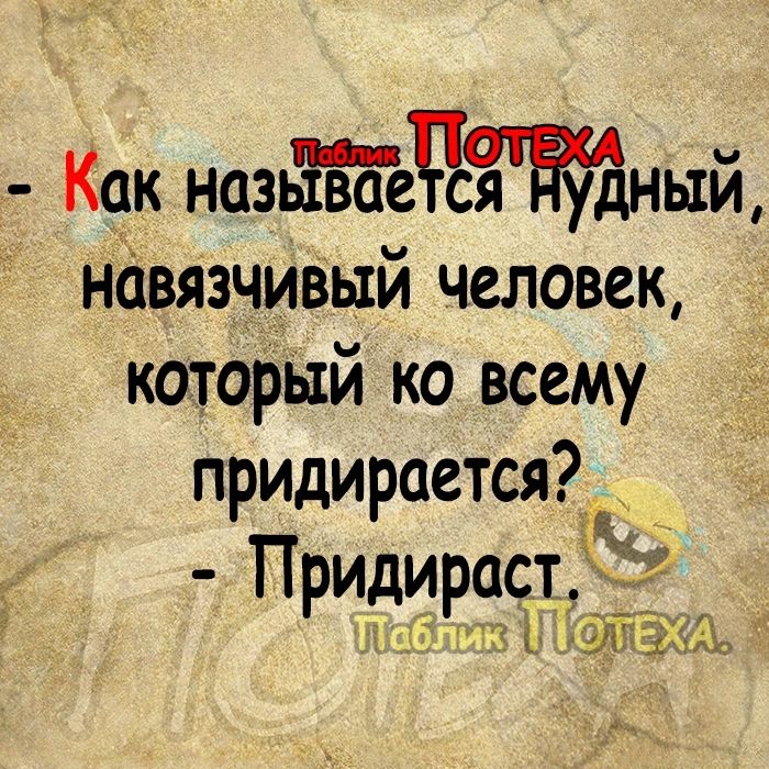 Как называеёатный навязчивый человек который ко всему придираетсяідд _