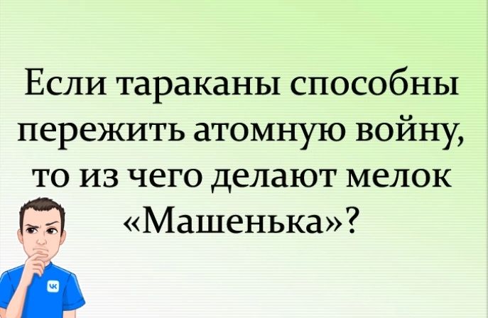 Если тараканы способны пережить атомную войну то из чего делают мелок Машенька