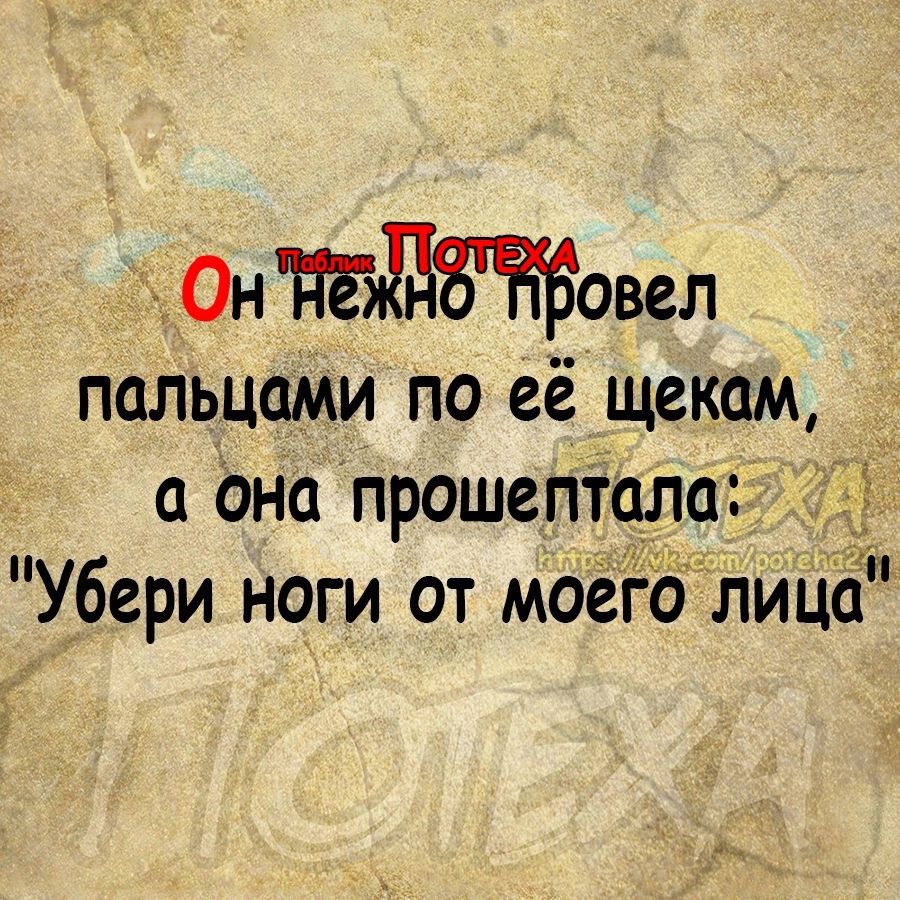 Он Пбдтовел пальцами по её щекам а Она прошептатг Убери ноги от моёйглица