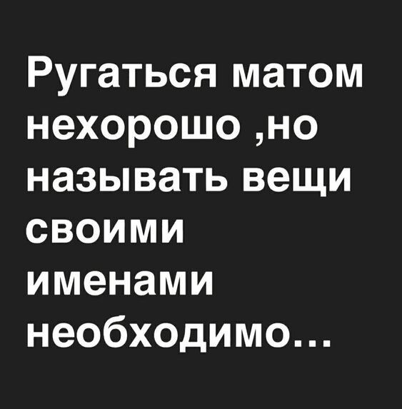 Ругаться матом нехорошо но называть вещи своими именами необходимо